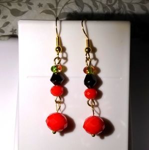3/$30 Red Black Crystal Dangle Earrings